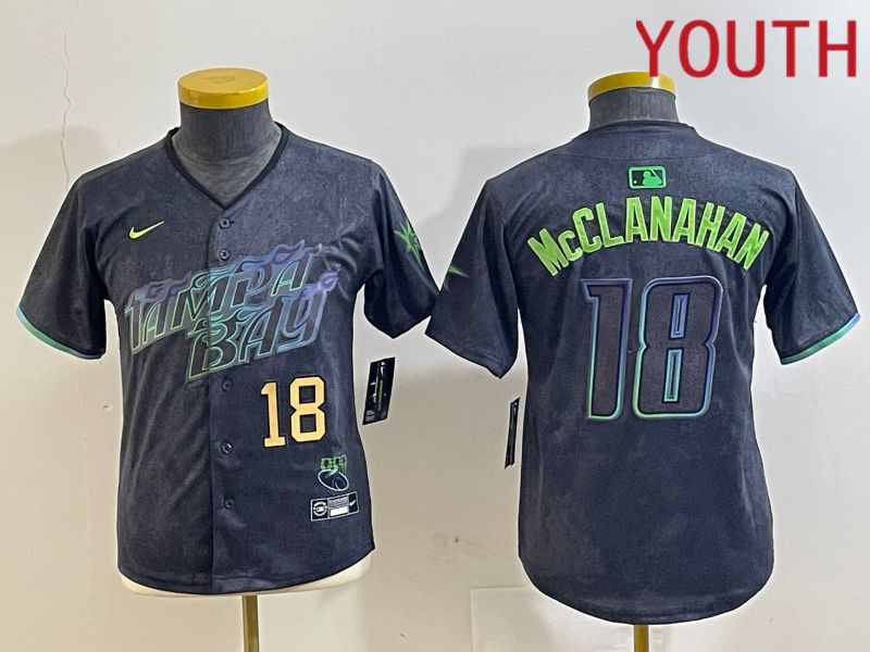 Youth Tampa Bay Rays 18 Mcclanahan Black City Edition 2024 Nike MLB Jersey style 1
